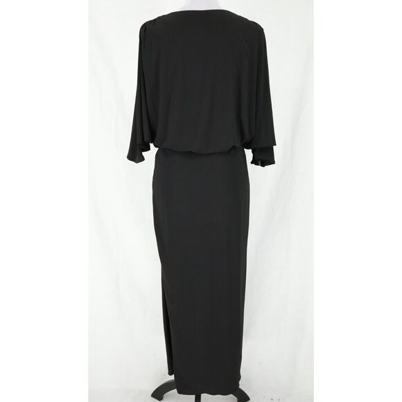 Betsy and Adam Dress Petites 2P Black Slit Sleeve Stretch Knit Rhinestones Long - Picture 15 of 16